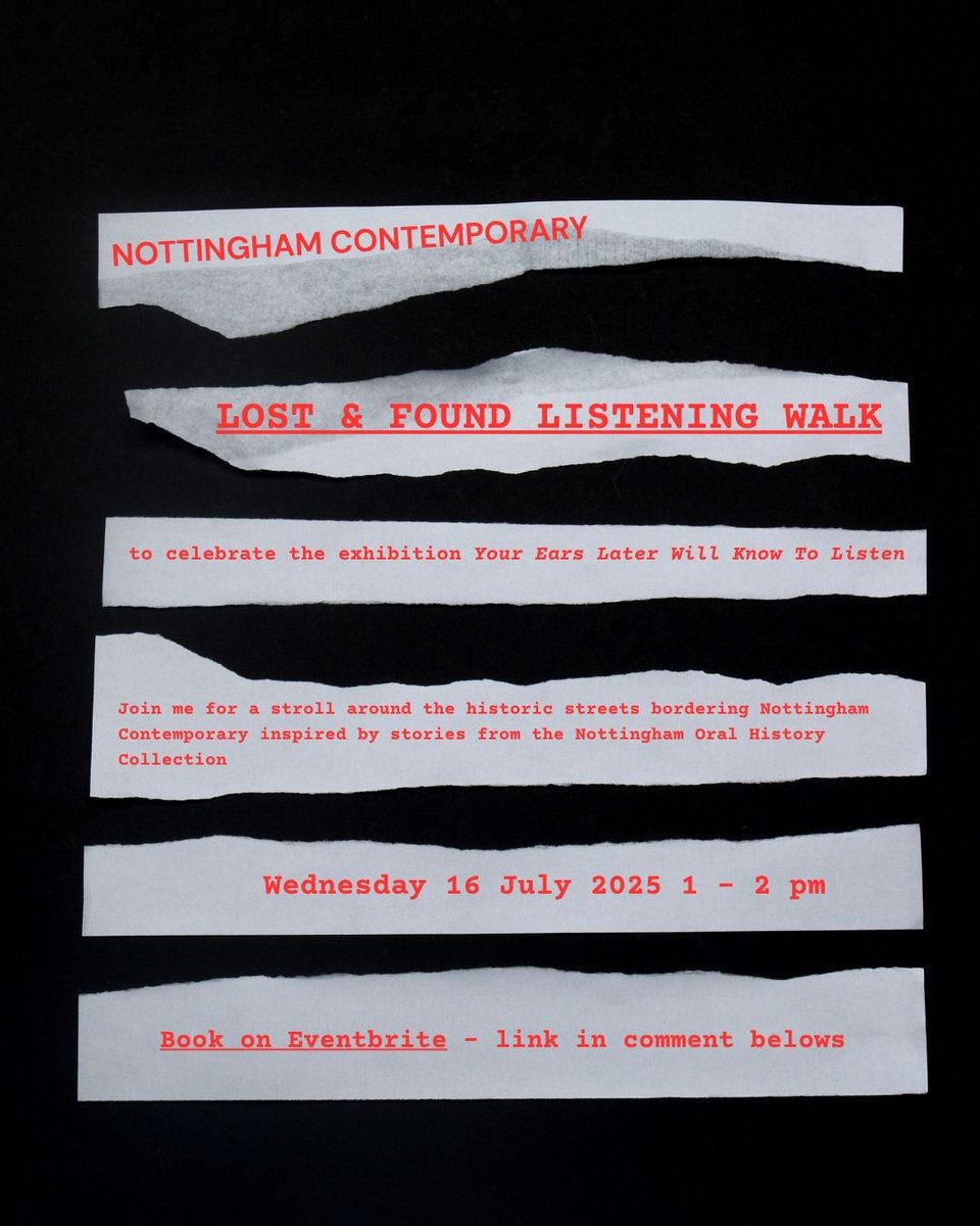 Dr Helen Foster (@dr_hlfoster) on Twitter photo Celebrating Your Ears Later Will Know to Listen exhibition <a href="/Nottm_Contemp/">Nottingham Contemporary</a> exploring sound travels & transitions, join me for a stroll around the historic streets bordering the gallery inspired the Nottingham Oral History Collection Bookings tickettailor.com/events/notting… Celebrating Your Ears Later Will Know to Listen exhibition <a href="/Nottm_Contemp/">Nottingham Contemporary</a> exploring sound travels & transitions, join me for a stroll around the historic streets bordering the gallery inspired the Nottingham Oral History Collection Bookings tickettailor.com/events/notting…