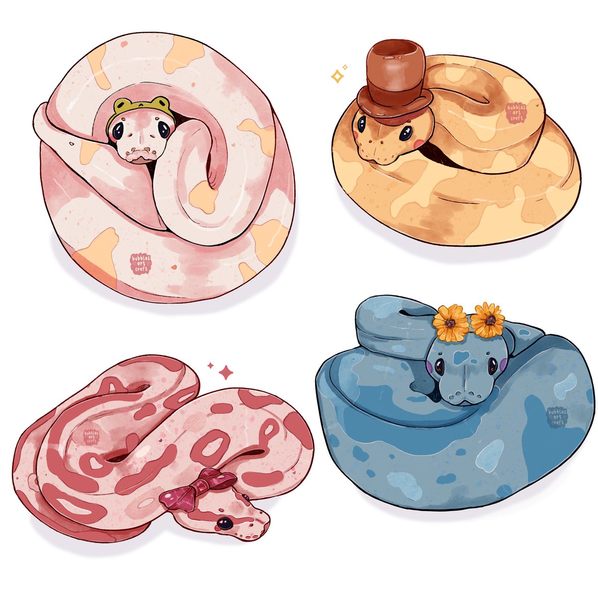 four serpents, all dressed to impress