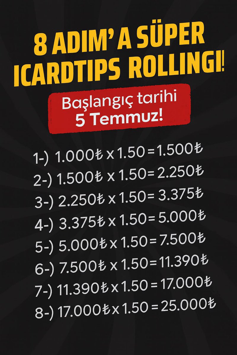 Tek yapmanız gereken tweeti beğenmek ve beni takip etmek! (Hesap gizliye alınarak sadece takipçi kardeşlerimle ilerleyeceğiz.) 

Artık her hafta bu tarz minimum kasa ile yüksek kazançlar elde edebileceğimiz etkinlikler hazırlayacağım!