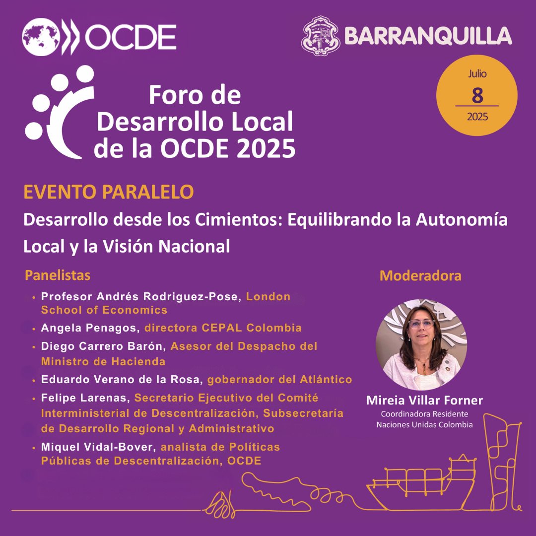 ¿Estarás en el Foro de Desarrollo Local de la <a href="/OECD/">OECD ➡️ Better Policies for Better Lives</a>? Te invitamos al evento moderado por nuestra coordinadora residente <a href="/VillarMireia/">Mireia Villar Forner</a>, para dialogar sobre el rol de los gobiernos locales en formulación de políticas de desarrollo económico territorial.
¡Nos vemos en Barranquilla!