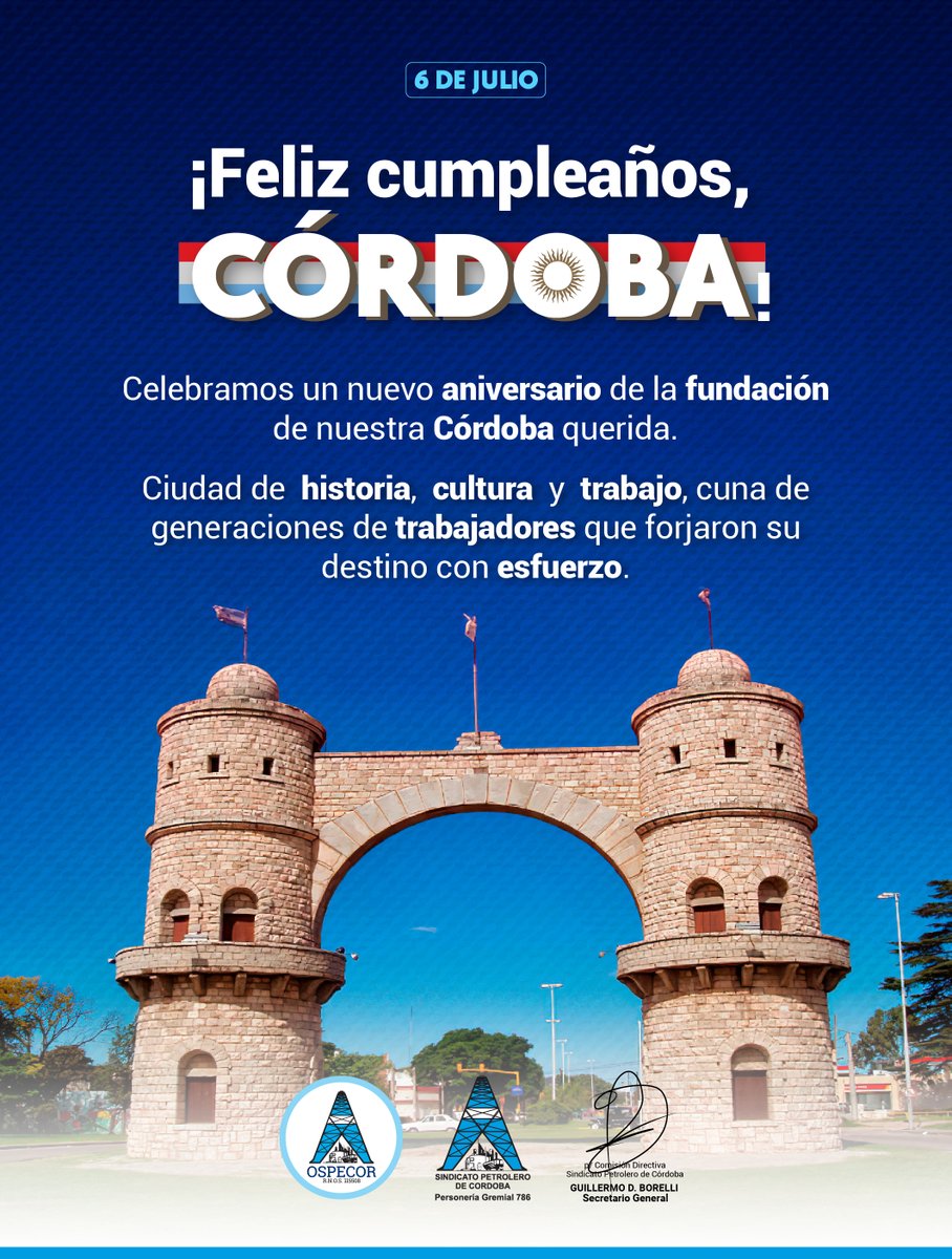 Celebramos con orgullo el Día de la Ciudad de Córdoba, cuna de historia, cultura y lucha. ¡Felices 452 años! 

#CórdobaEsHistoria #OrgulloCordobés #YoSirvo