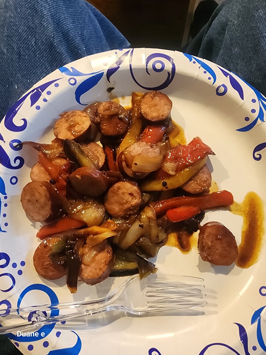 Onions and peppers with sausage