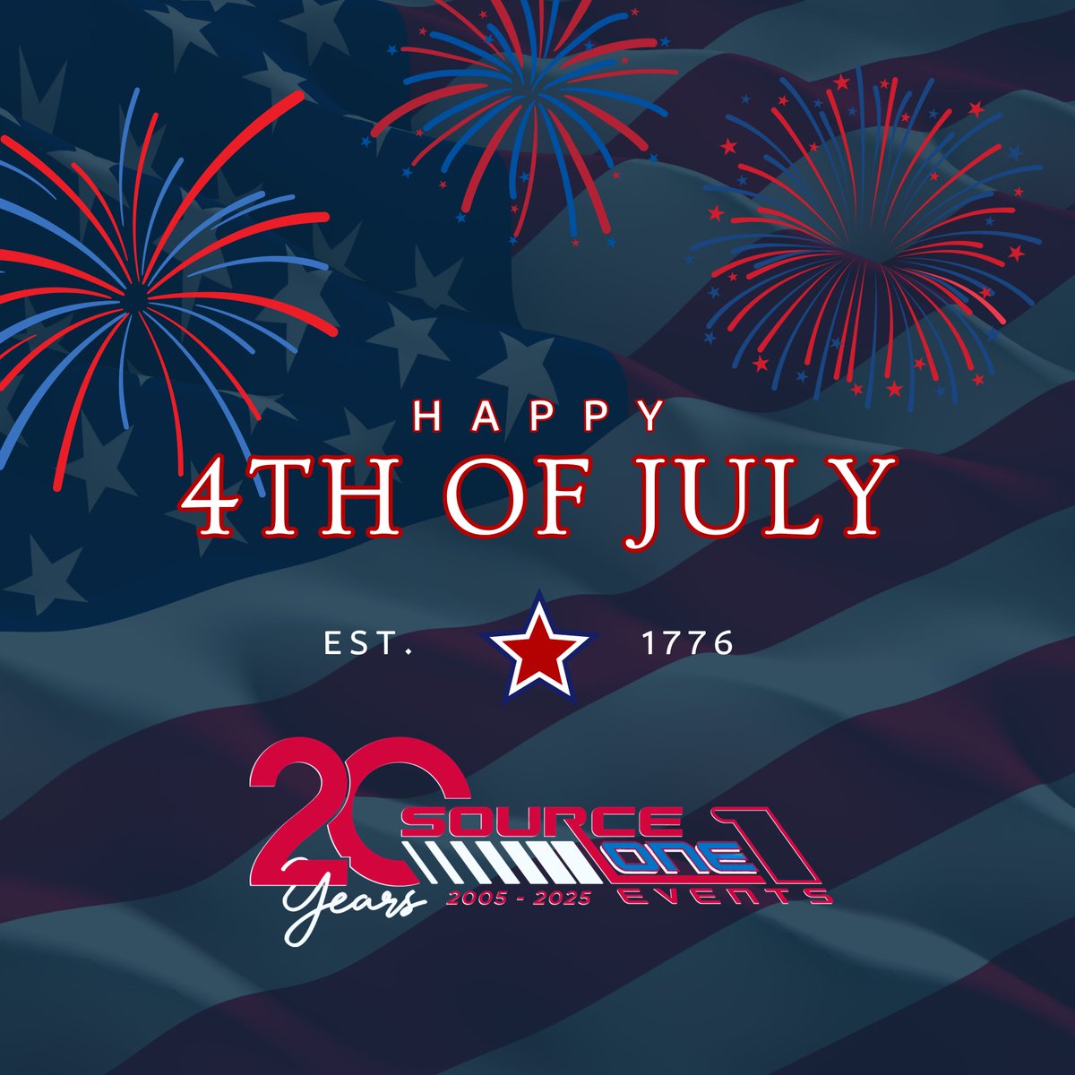 SourceOneEvents's tweet image. 🎆 Happy 4th of July from everyone at SourceOne Events! 🇺🇸
Today, we honor the spirit of independence, unity, and the pioneering drive that built this great nation. Whether you’re watching fireworks, grilling with family, or simply enjoying some well-deserved time off, we hope…