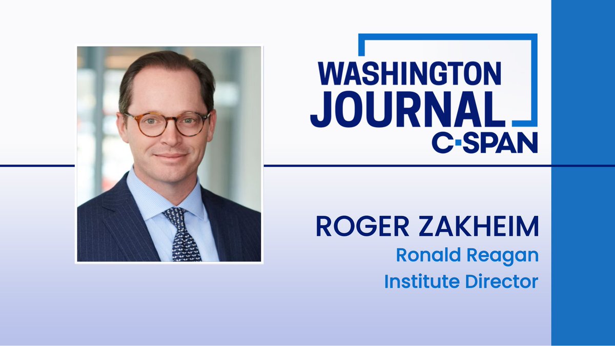 Washington Journal (@cspanwj) on Twitter photo MON| <a href="/RogerZakheim/">Roger Zakheim</a>, Director of the Ronald Reagan Institute, discusses his organization's public opinion poll on foreign policy and national security issues.
Watch live at 9:15am ET! MON| <a href="/RogerZakheim/">Roger Zakheim</a>, Director of the Ronald Reagan Institute, discusses his organization's public opinion poll on foreign policy and national security issues.
Watch live at 9:15am ET!