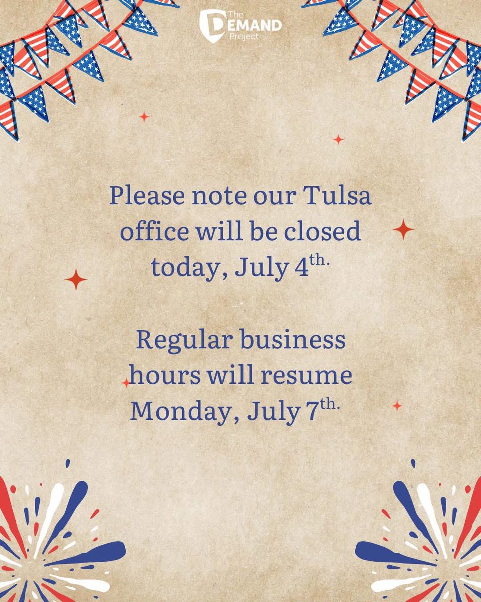 DemandProjectOK's tweet image. Land of the free, because brave hearts still fight. 🇺🇸 

This 4th of July, we’re grateful for freedom
and committed to ensuring every child has the chance to experience it. 💙❤️ 

#FreedomForAll #4thOfJuly #TheDemandProject