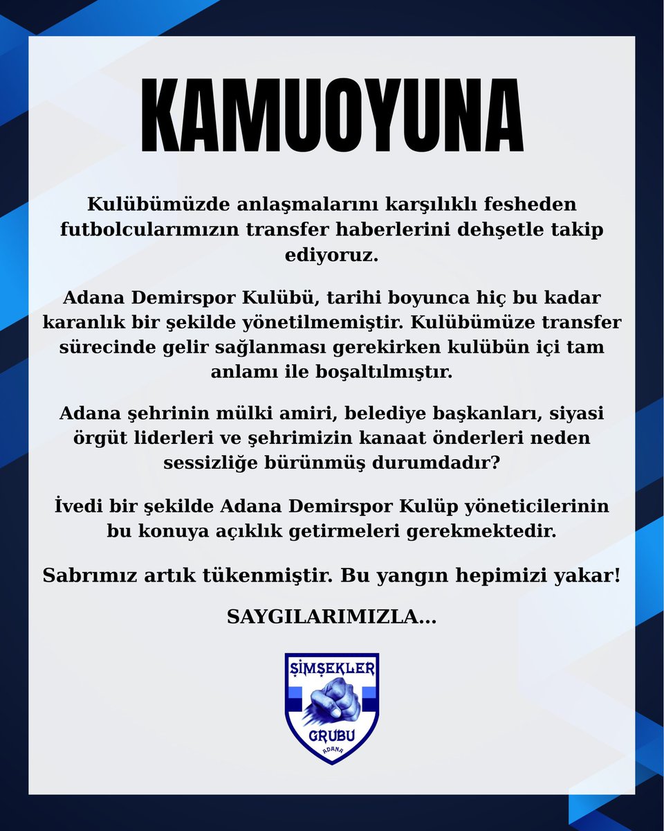 SAYGILARIMIZLA…

#AdanaDemirspor | #BuYangınHepimiziYakar