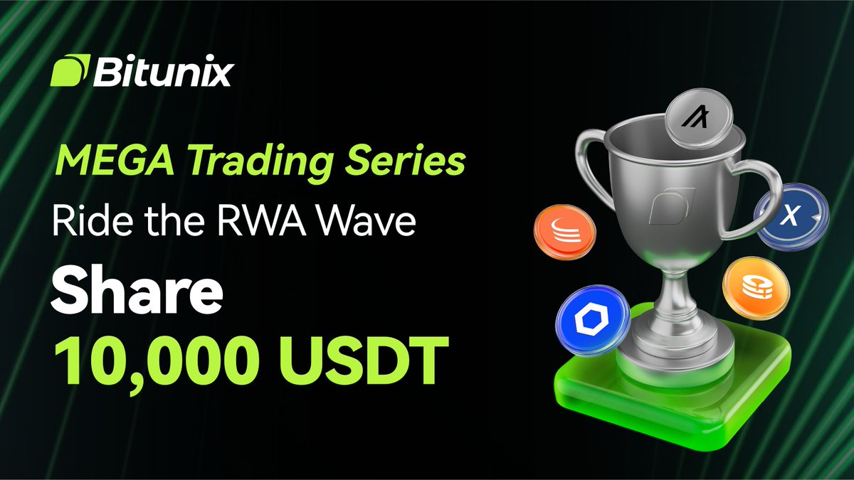 BitunixOfficial's tweet image. 🌊 Ride the RWA Wave &amp;amp; Win Big!   

The Bitunix MEGA Trading Series is LIVE — trade your favorite RWA tokens and share a prize pool of 10,000 USDT! 💰 

Think you’ve got what it takes? Start trading now.  

Full details here 👉 support.bitunix.com/hc/en-us/artic… 
#Bitunix #RWA #TradingEvent