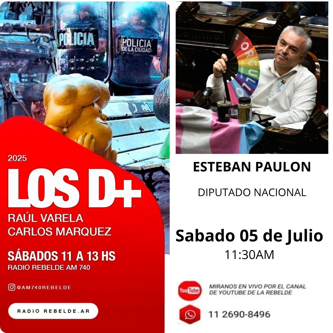 losdemasradio's tweet image. 🎙️ Mañana Sábado 05 de Julio a las 11:30 AM, en Los Demás, una entrevista imperdible con Esteban Paulon , Diputado Nacional, en una entrevista imperdible sobre actualidad y política. 📷 No te lo pierdas. #Entrevista #radio #LosDemás #Actualidad #periodismo #argentina #Politica