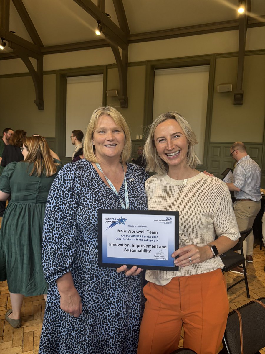 Diane Reid ๐ (@diane_reid1) on Twitter photo A fantastic afternoon at the <a href="/MFT_CSS/">MFT_CSS</a> Star Awards โญ๏ธ Winners of the #Innovation, #Improvement & #Sustainability category for our #MSKWorkWell work ๐. Incredibly proud of our project leads <a href="/pipgregs/">Philippa Norris</a> & Mel Knight for their #inspirational vision in driving this work ๐๐๐โญ๏ธโญ๏ธ๐ฅณ๐ฅณ A fantastic afternoon at the <a href="/MFT_CSS/">MFT_CSS</a> Star Awards โญ๏ธ Winners of the #Innovation, #Improvement & #Sustainability category for our #MSKWorkWell work ๐. Incredibly proud of our project leads <a href="/pipgregs/">Philippa Norris</a> & Mel Knight for their #inspirational vision in driving this work ๐๐๐โญ๏ธโญ๏ธ๐ฅณ๐ฅณ