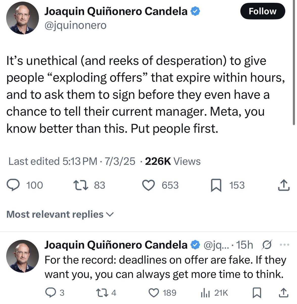 Dont think it's unethical to give great people too much money for their work!