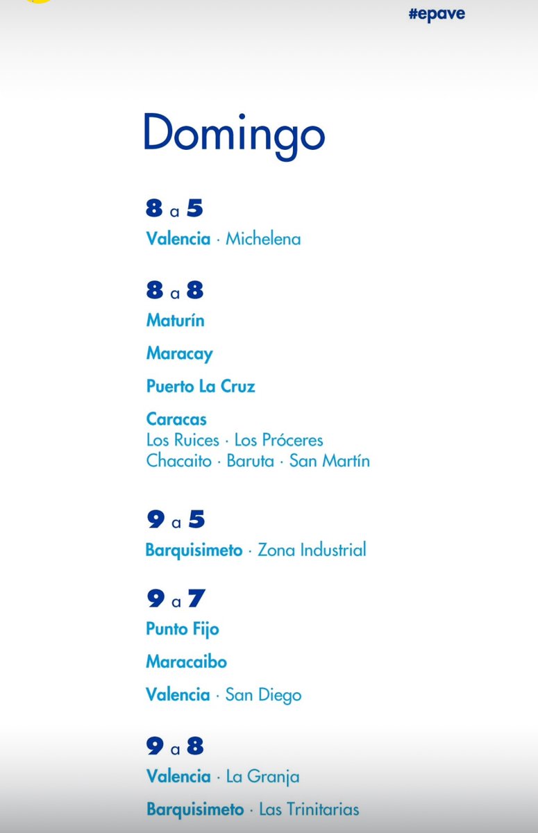 De lunes a domingo este es nuestro horario #EPAve