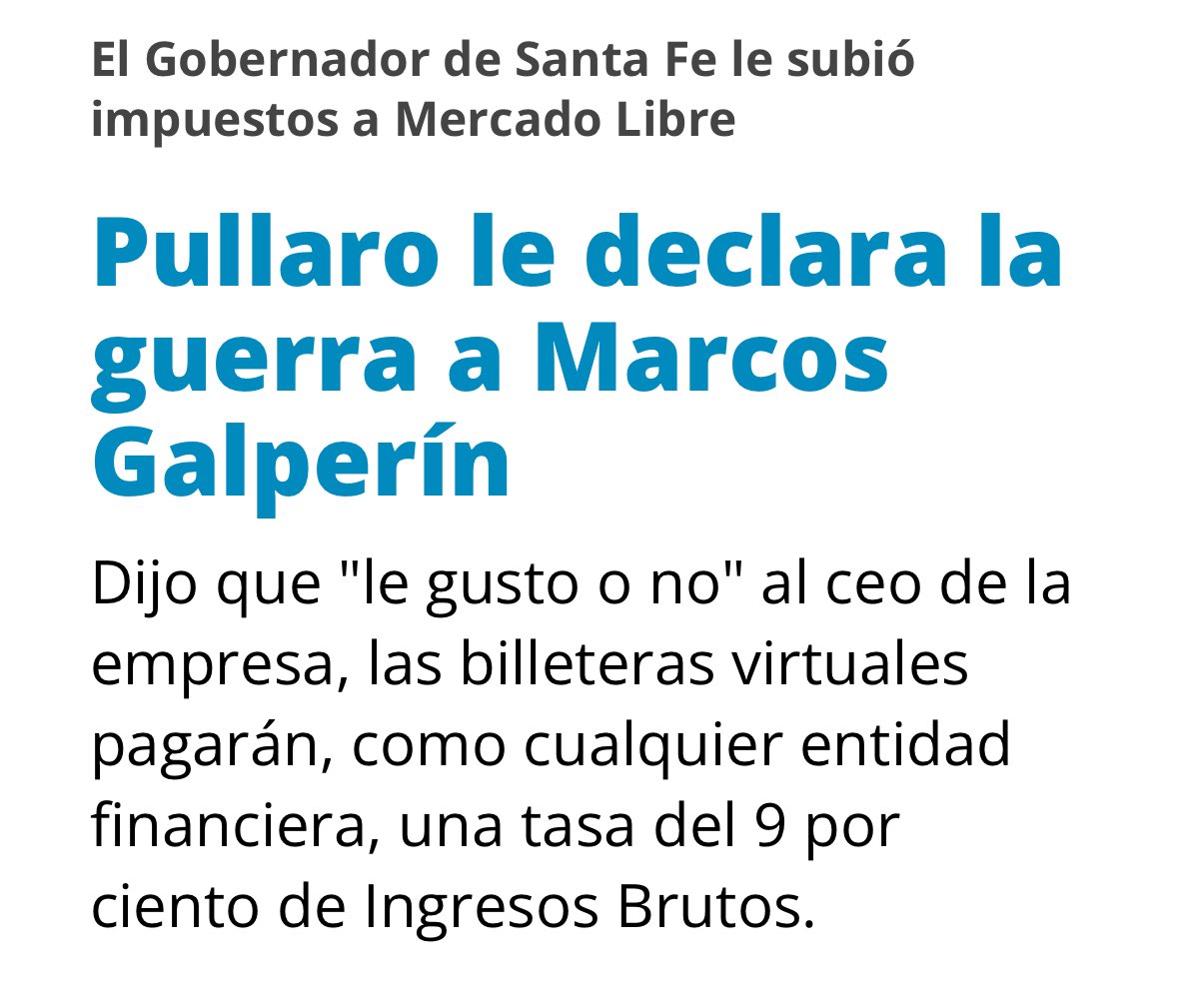Que mal debemos andar por casa para que un radical nos de cátedra de cómo no dejarse correr por la oligarquía planera. El gobernador de Santa Fe le puso un límite al monopolio de Galperin, la especulación financiera y el tecnofeudalismo del Musk sudaca. Decidió plantarse con un