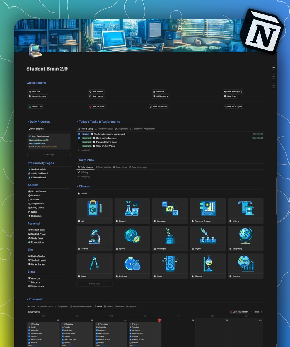 Cozy Notion Student Planner 💙

Organize your life and your study in one place with Notion Student Brain

Get it today ↓
olsnotion.com/studentbrain