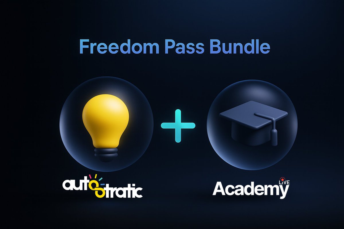 So many asked so we’re making it happen: AutoStratic and Academy bundled under one price. No subscription, just a one-time payment. 

🏫Expert masterclasses
💡Real-time AI alerts indicator
🎓Weekly live instruction
🔢Profit calculators
🏆Competitions

Only 50 passes available 🎫