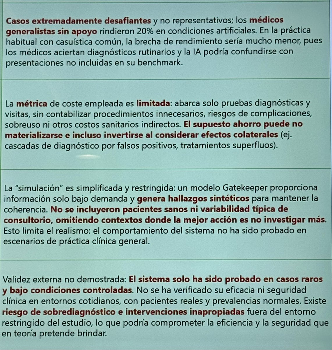 Antoni Sisó Almirall (@a_sisoalmirall) on Twitter photo Argumentos rigurosos de <a href="/ramos_casals/">Manuel Ramos-Casals</a> que comparto, ofreciendo una visión crítica del artículo que atribuye a la IA una capacidad diagnóstica superior al médico a menor coste. La IA no necesita de trampas metodológicas promovidas por #Microsoft para demostrar su gran utilidad. Argumentos rigurosos de <a href="/ramos_casals/">Manuel Ramos-Casals</a> que comparto, ofreciendo una visión crítica del artículo que atribuye a la IA una capacidad diagnóstica superior al médico a menor coste. La IA no necesita de trampas metodológicas promovidas por #Microsoft para demostrar su gran utilidad.