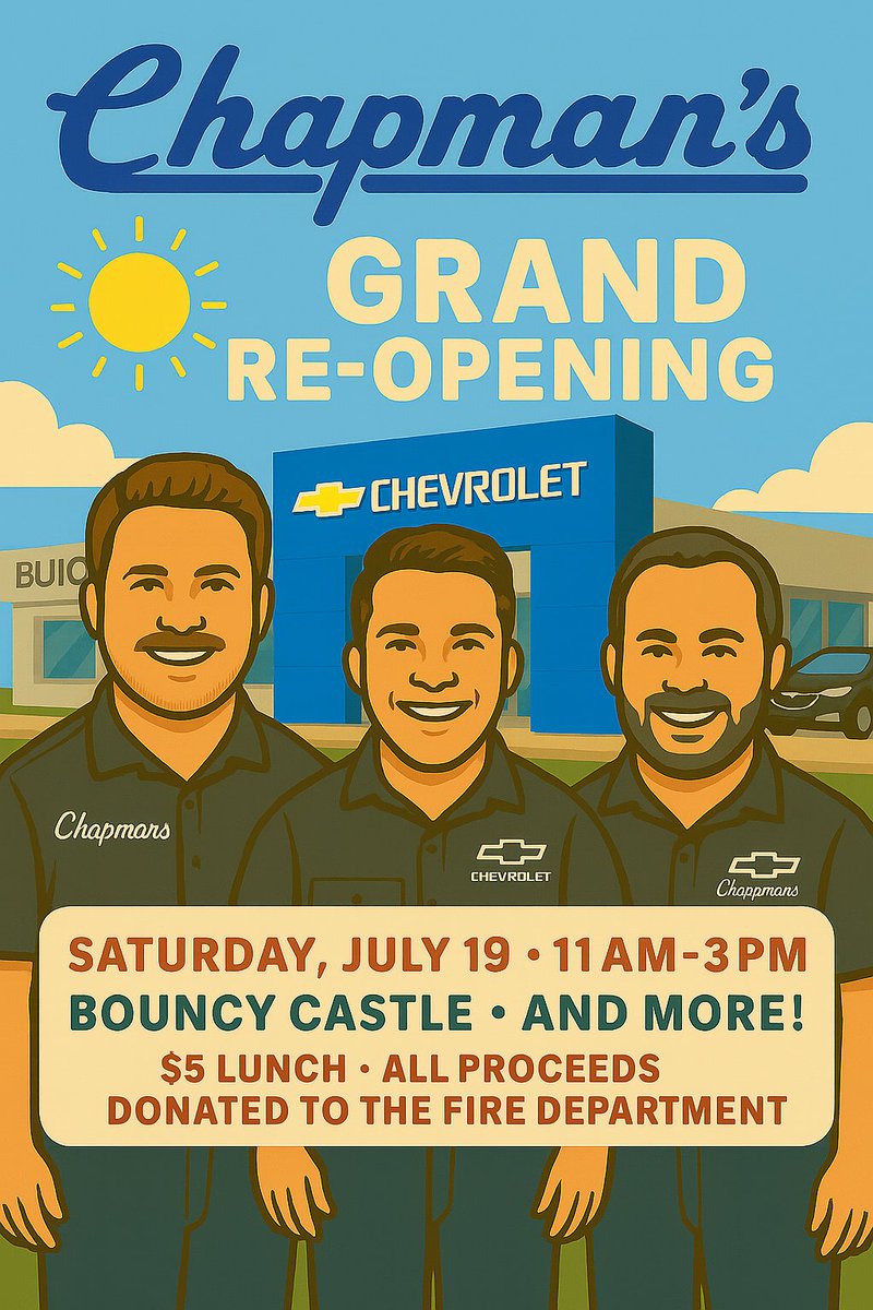 You're invited to join us as we celebrate the Grand Re-Opening of Chapman's! 🥳
Swing by on Saturday, July 19 from 11 AM to 3 PM for a day of fun, food, and community.

We can’t wait to welcome you back!