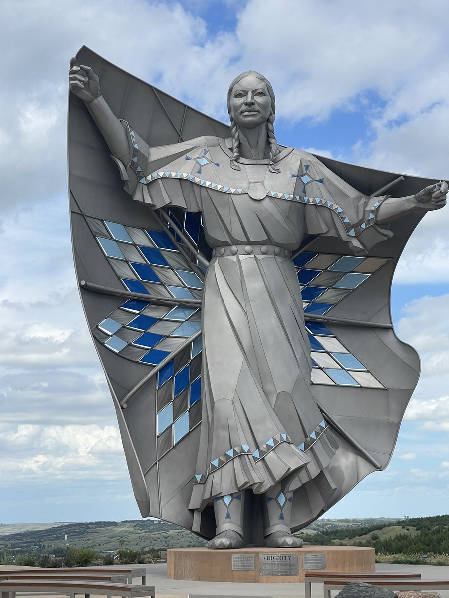 brycearobinson's tweet photo. Stood beneath Dignity today in South Dakota.
On July 4th, I’m rethinking red, white &amp; blue:

Red—for blood spilled.
White—for whitewashed lies.
Blue—for tears of the Trail of Tears.

This land is beautiful.
This land is complicated.
I’m still learning.
#DignityStatue #July4th https://t.co/py5Tnt5B4f