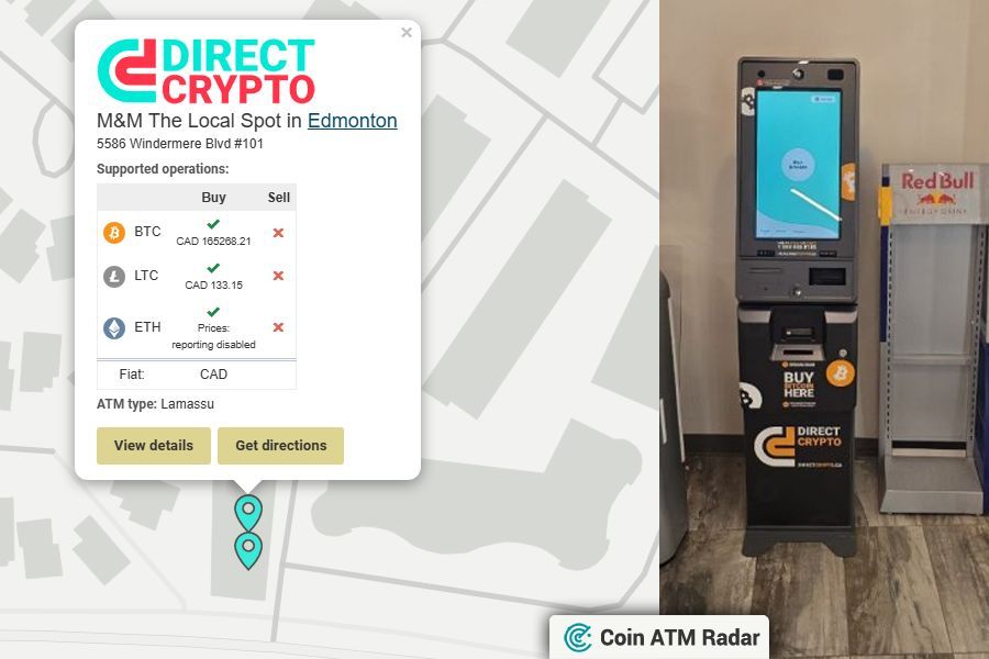 Newly installed <a href="/LamassuBTC/">Lamassu</a> bitcoin ATM at M&amp;M The Local Spot in Edmonton 🇨🇦. Operated by Direct Crypto. Supported coins: BTC, ETH, LTC
