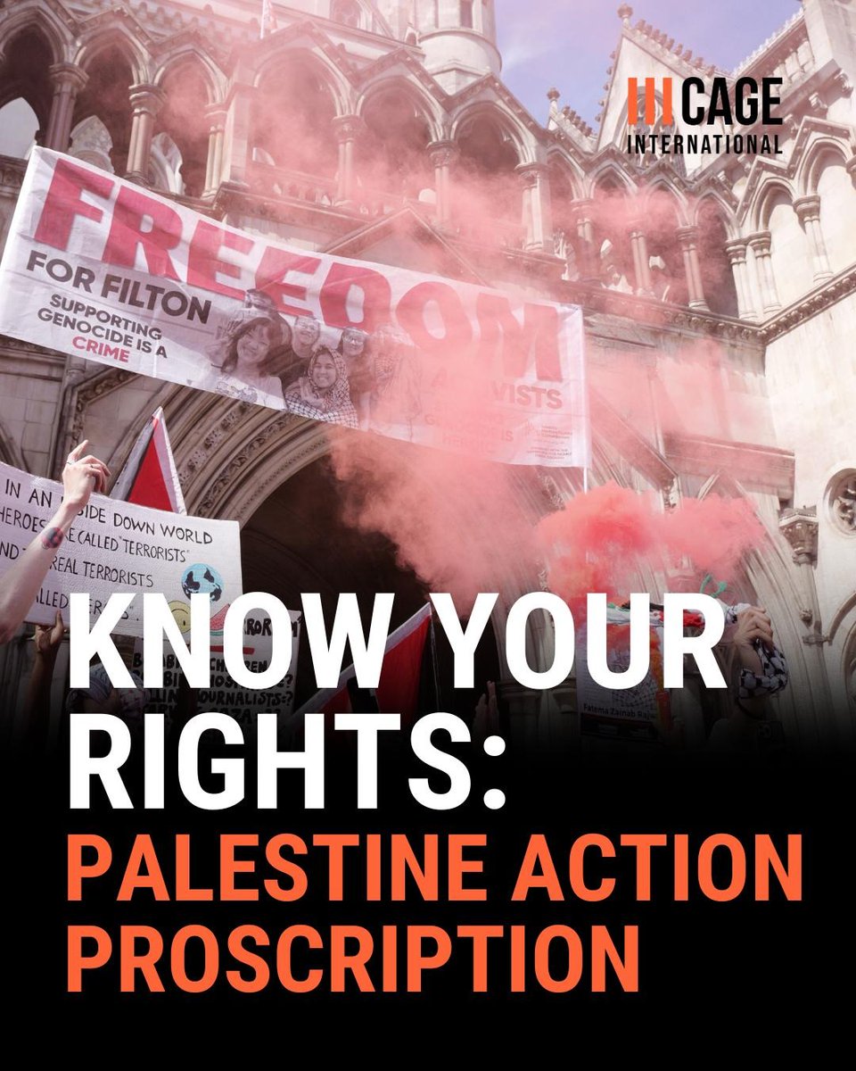 ✊KNOW YOUR RIGHTS: Palestine Action has been PROSCRIBED. 

What does it mean and what can you do? 

This new guide by CAGE International will give you a greater understanding of what there is to know about the law and how you can continue standing for Palestine.

Read the full