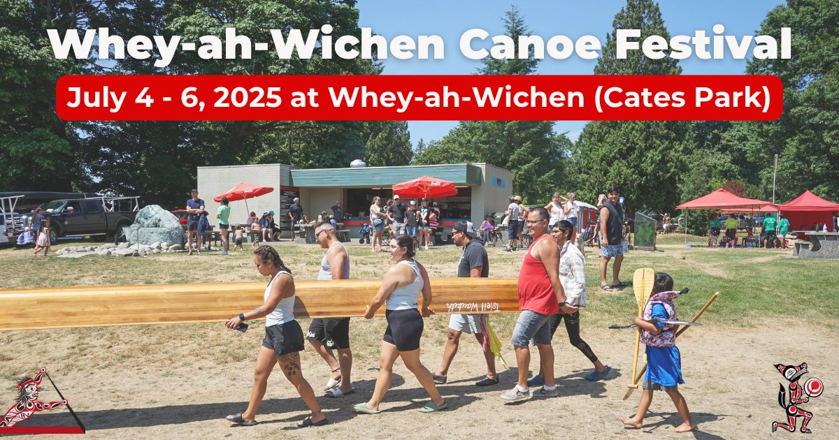 tsleilwaututh's tweet image. The three-day Whey-ah-Wichen Canoe Festival starts today! Members of the public are invited to watch the competition, as well as experience Indigenous vendors and fun activities for kids.
Learn more: twnation.ca/for-our-commun…