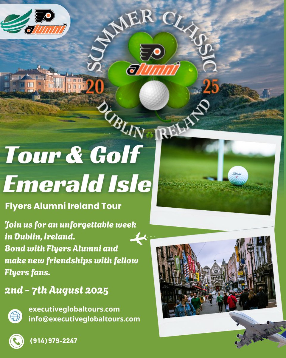 egtgolftours's tweet photo. ๐บ๐ธ Happy 4th of July! ๐บ๐ธ
Join John LeClair & Philadelphia Flyers legends in Dublin, Ireland ๐ฎ๐ช
๐
Aug 1โ7, 2025
๐๏ธโโ๏ธ Links golf
๐บ Guinness & Jameson
๐ฐ Sightseeing + the craic!
๐ +1 (914) 979-2247
๐ง info@executiveglobaltours.com
#Flyers #JohnLeClair #Dublin2025 #IrelandGolf #NHLAlumni #WhiskeyTour #Guinness #HockeyLegends #EGTours #LuxuryTravel #letsgoflyers #HappyFourthofJuly #FillyourHeartwithIreland