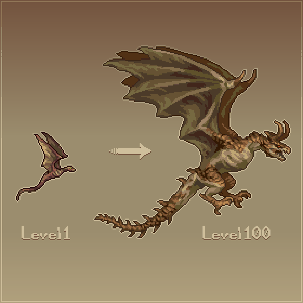 lvl 1 desert terror, and lvl 100 desert terror #pixelart