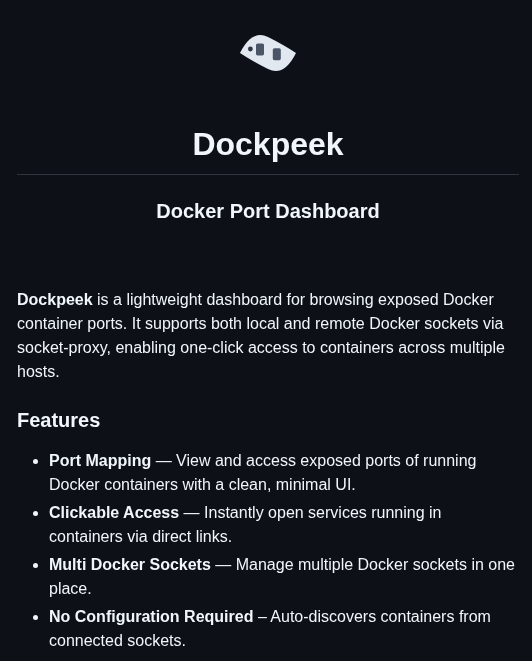 tom_doerr's tweet image. dockpeek: dashboard for monitoring Docker containers with authentication