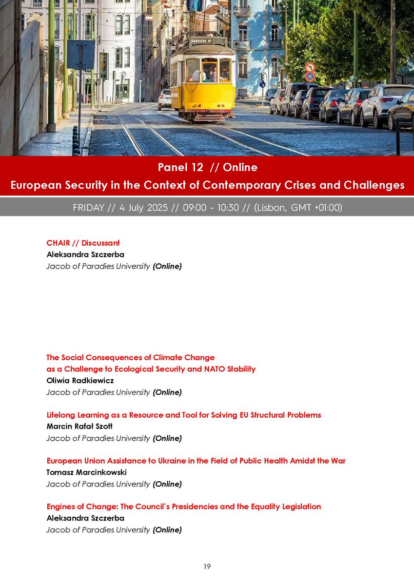 Panel 12: European Security in the Context of Contemporary Crises and Challenges

#CESRAN2025 – The 12th Annual Conference on International Studies on 01-05 July 2025 in Lisbon, Portugal.

#CESRANSociety