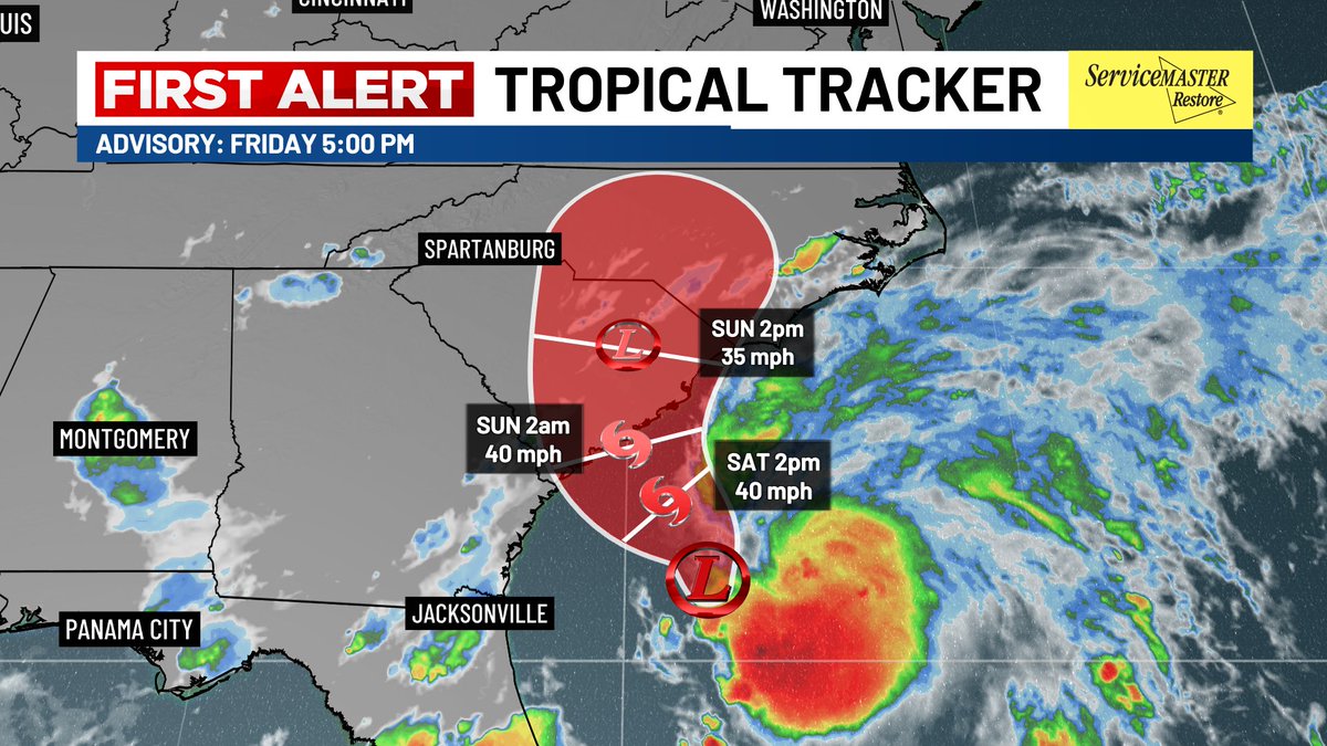 WXwithLex's tweet image. FIRST ALERT: Tropical Storm Three has formed this Friday evening! A Tropical Storm Watch is now in effect through Sunday morning for Charleston and Coastal Georgetown Counties. #charleston