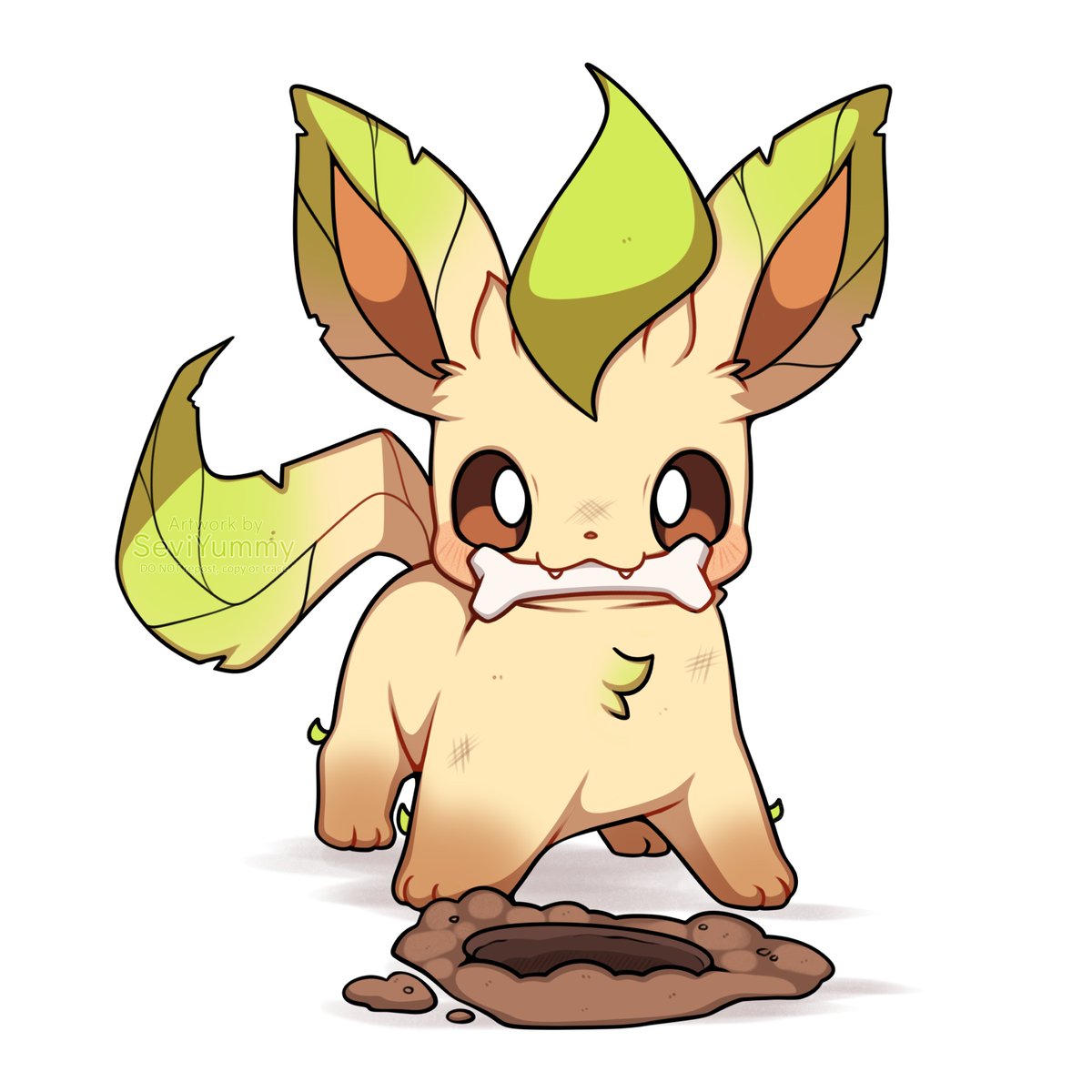 SeviYummy's tweet image. If Eeveelutions were like real pets:
Leafeon digging holes all over your garden