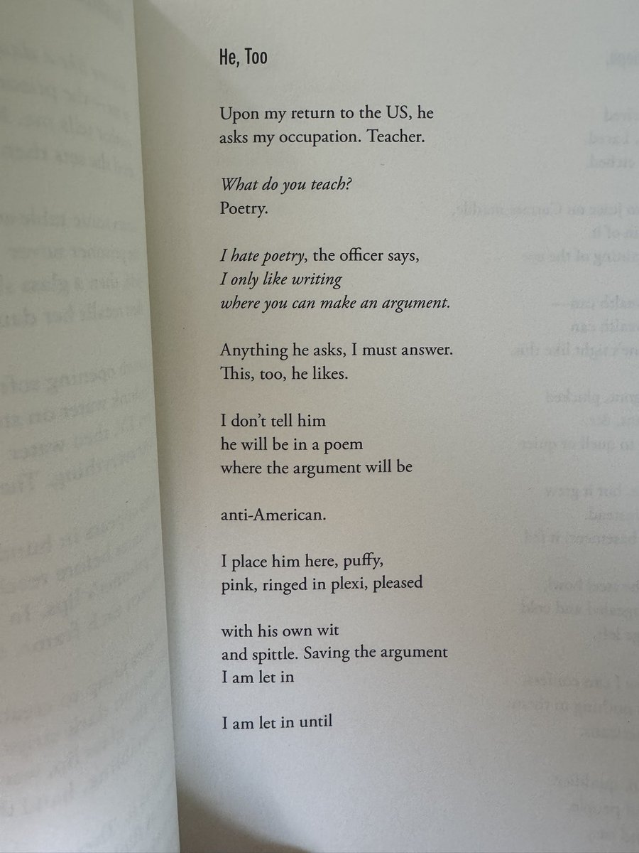 kjavadizadeh's tweet image. Solmaz Sharif. “I don’t tell him / he will be in a poem / where the argument will be // anti-American.”