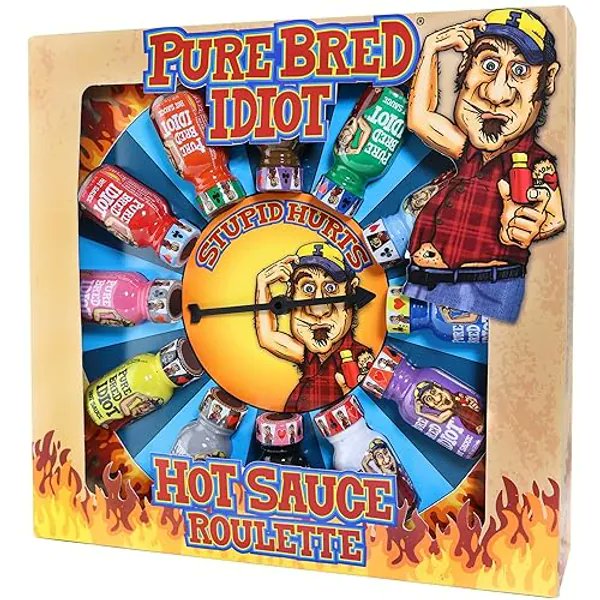I just received Pure Bred Idiot - Hot Sauce Roulette Game - 12-0.75 Ounce Bottles Hot Sauce Gift Set - Perfect Premium Gourmet Gag Gifts for Men - Spicy Challenge Hot Sauce Sampler from Dandarabilla via Throne. Thank you! throne.com/zagarose #Wishlist #Throne