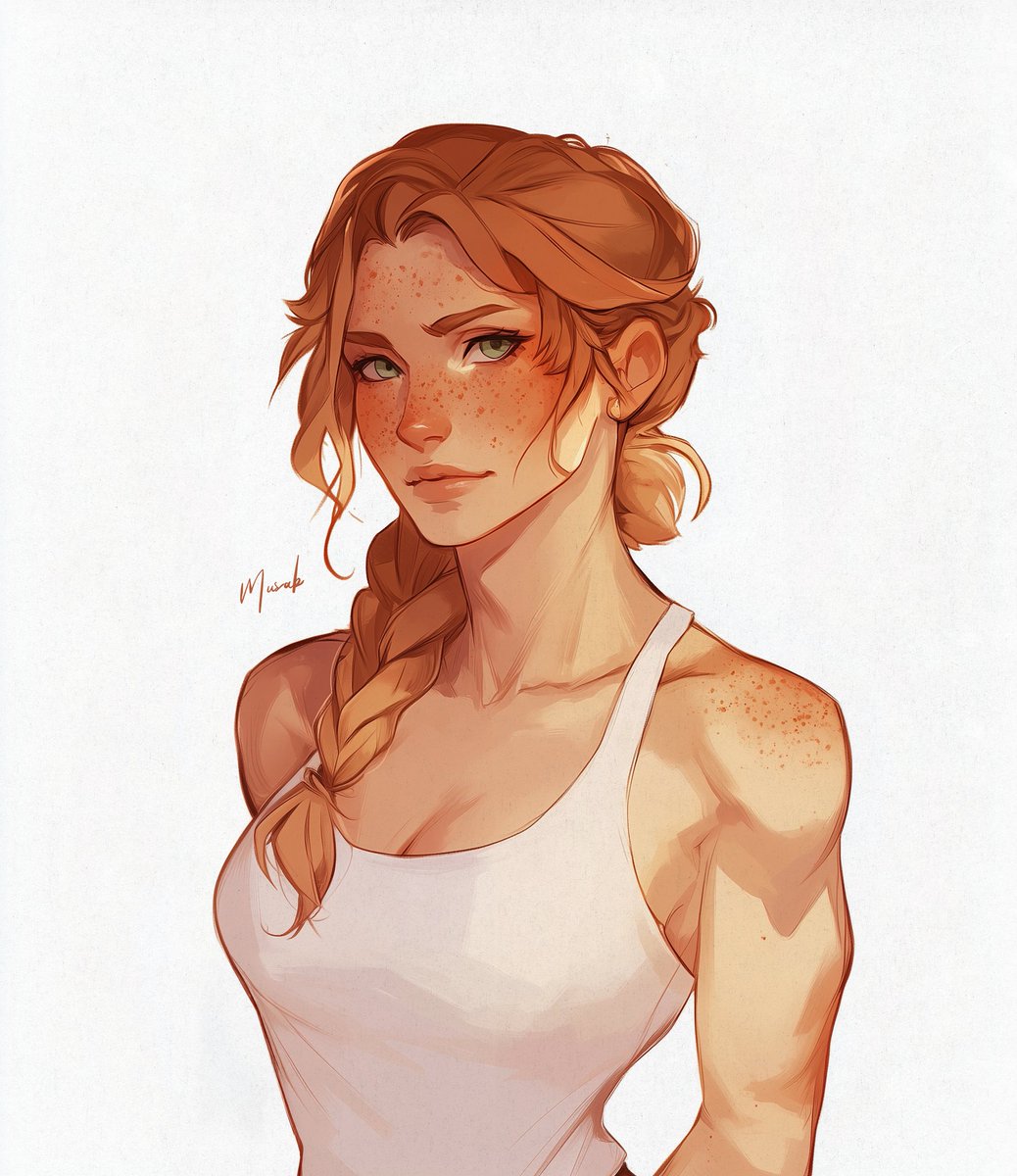 Musabillustrate's tweet photo. Handle with care? Nah, she can handle it (Commission) #fantasyart #fantasy #womenwithmuscle #dndcharacter #dndart #redhead #ginger #freckles #portraitart #visdev #characterartist #illustrationartists #fantasyillustration #charactercommission #dndcommission #girlpower #Procreate https://t.co/SL3dHXmn7U
