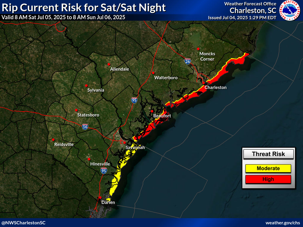 There is a moderate to increasingly high risk of rip currents along the coast of South Carolina due to Tropical Depression #Three on Saturday. It will be dangerous for anyone entering the waters and could risk injury or death, don't let this holiday turn deadly! #scwx #03L