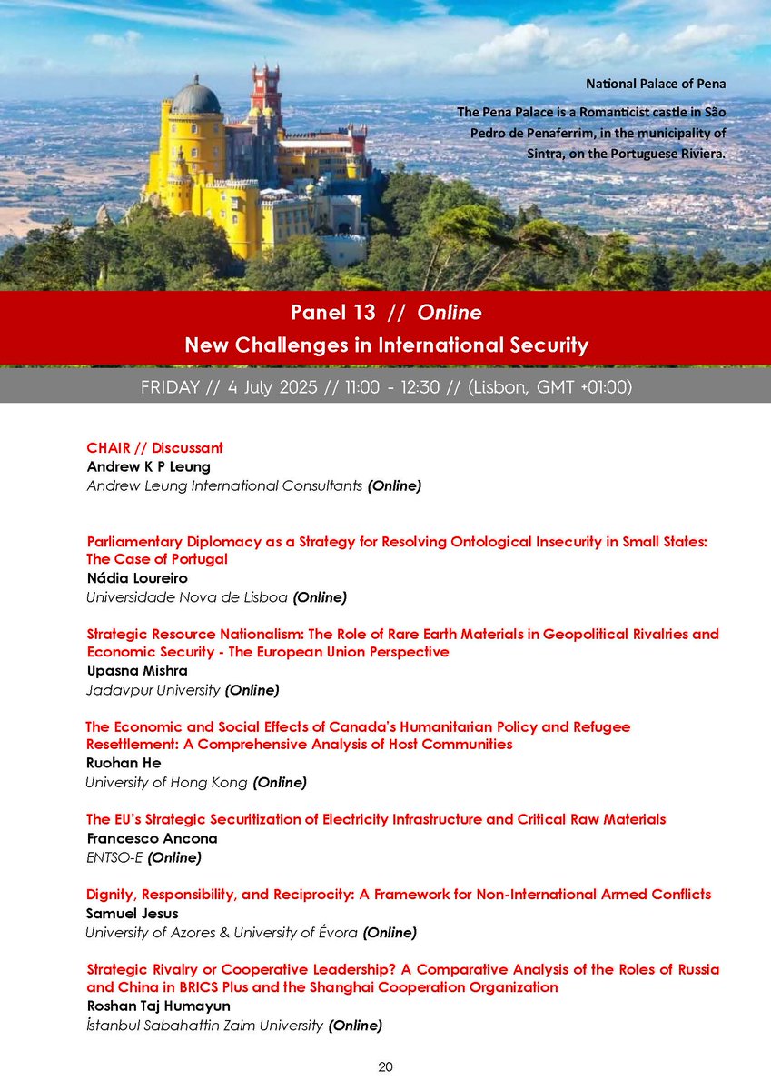 Panel 13: New Challenges in International Security

#CESRAN2025 – The 12th Annual Conference on International Studies on 01-05 July 2025 in Lisbon, Portugal.

#CESRANSociety