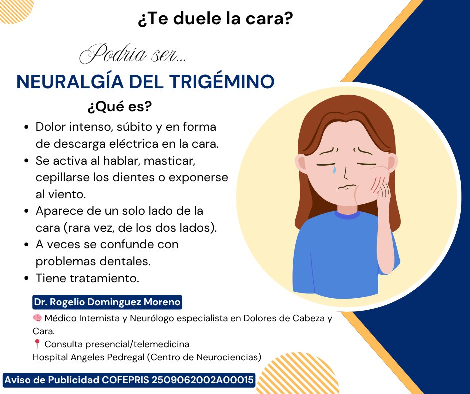 ¿Llevas meses con dolor facial sin alivio?
La neuralgia del trigémino puede confundirse fácilmente, pero tiene diagnóstico y tratamiento.
No vivas con dolor. Consulta con tu neurólogo.
#mexico #neuralgiadeltrigemino