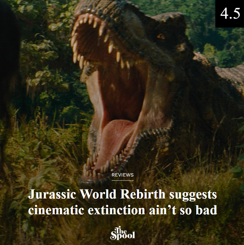thespool's tweet image. It isn't the dinos scaring Lisa Laman away from JURASSIC WORLD REBIRTH. It's the morose humans and the bland retreads.
thespool.net/reviews/movies…