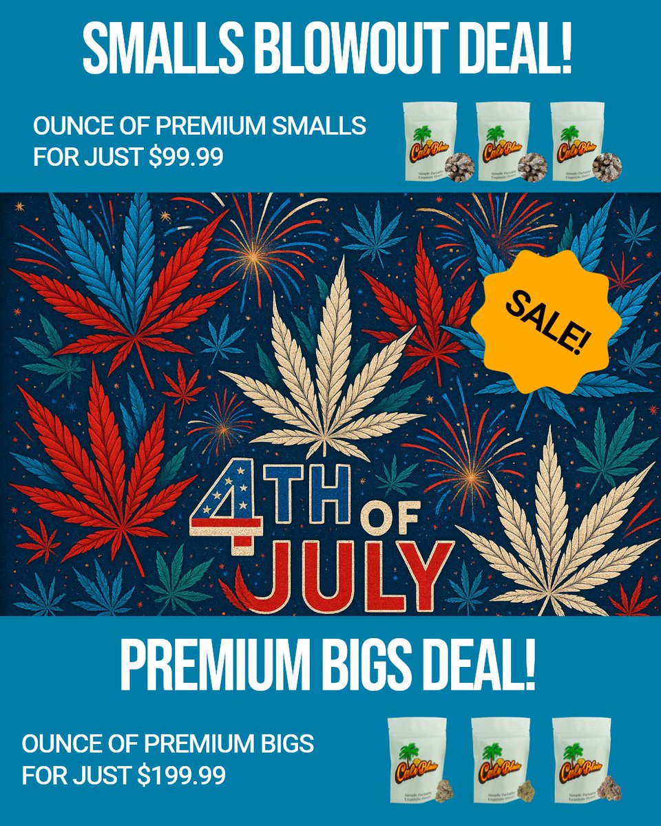 🎆 Don’t sleep on these 4th of July deals! 🎇
CaliBlaise.net is lit with fire offers for a limited time only.
Premium drops, bundle steals, and the best flower in the game—don’t miss out!
Celebrate freedom the Cali Blaise way. 🇺🇸💨
#CaliBlaise #4thOfJulyDeals #StayLifted
