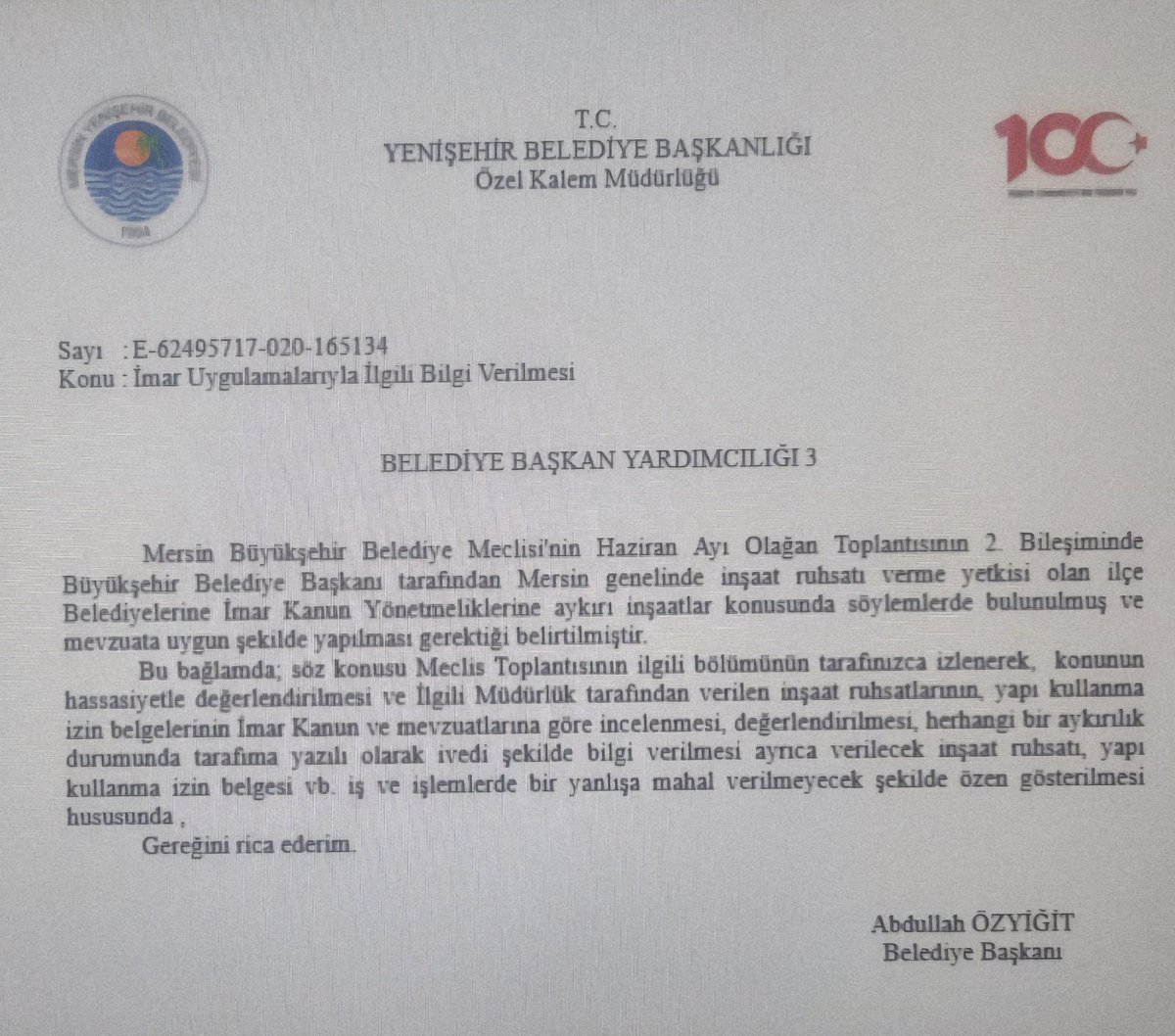 Mersin Yenişehir Belediyesi için uyarmıştım. Bugün Manavgat patlayınca belediye başkanı imzasıyla birimlere yazı gönderilmiş.

Rüşvet işlerinden uzak durun denilmiş 😁

Belediye başkanına söyleyin; geçti o iş 😁 <a href="/EczAOzyigit/">Abdullah Özyiğit</a>