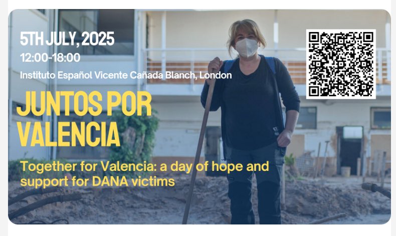 Ainhoa Paredes (@ainhoaparedesuk) on Twitter photo 🇬🇧 Todavía estás a tiempo de apuntarte a este evento solidario en Londres por las víctimas de la #DANA #Valencia Este sábado 5 de julio en el instituto español <a href="/Canada_Blanch/">Instituto Español Vicente Cañada Blanch</a> #UK #London #Spain 🇪🇸 Más información ℹ️ & entradas 🎟️ aquí: eventbrite.co.uk/e/juntos-por-v… 🇬🇧 Todavía estás a tiempo de apuntarte a este evento solidario en Londres por las víctimas de la #DANA #Valencia Este sábado 5 de julio en el instituto español <a href="/Canada_Blanch/">Instituto Español Vicente Cañada Blanch</a> #UK #London #Spain 🇪🇸 Más información ℹ️ & entradas 🎟️ aquí: eventbrite.co.uk/e/juntos-por-v…