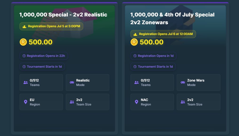 In Celebration of hitting 1,000,000 matches and the 4th of July we're giving back big!

&gt;300 Coins given away to 30+ people 
- RT, follow &amp; like 
- @ 2 friends in the comments
- Comment your Rivox username

We're also hosting 2 free to play events!
EU &amp; NAC 1000 R-Coin tourney