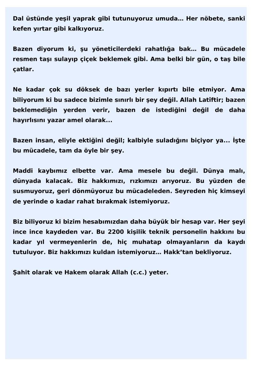 Sesimizi duyun, adalet ve destek zamanı!

Meteoroloji personeli sektör paydaşı olan DHMİ ve SHGM ile eşit ve adilce payını istiyor. <a href="/BuroMemurSen_/">Büro Memur-Sen</a> <a href="/yusufyazgan37/">Yusuf YAZGAN</a> <a href="/_aliyalcin_/">Ali YALÇIN</a> <a href="/VolkanMCoskun/">Volkan Mutlu Coşkun</a>
@dhmiorgtr
<a href="/meteoroloji_twi/">Meteoroloji (MGM)</a>
@UlasimBakanligi
@CalismaBakanlik
<a href="/tcbestepe/">T.C. Cumhurbaşkanlığı</a>
<a href="/RTErdogan/">Recep Tayyip Erdoğan</a>