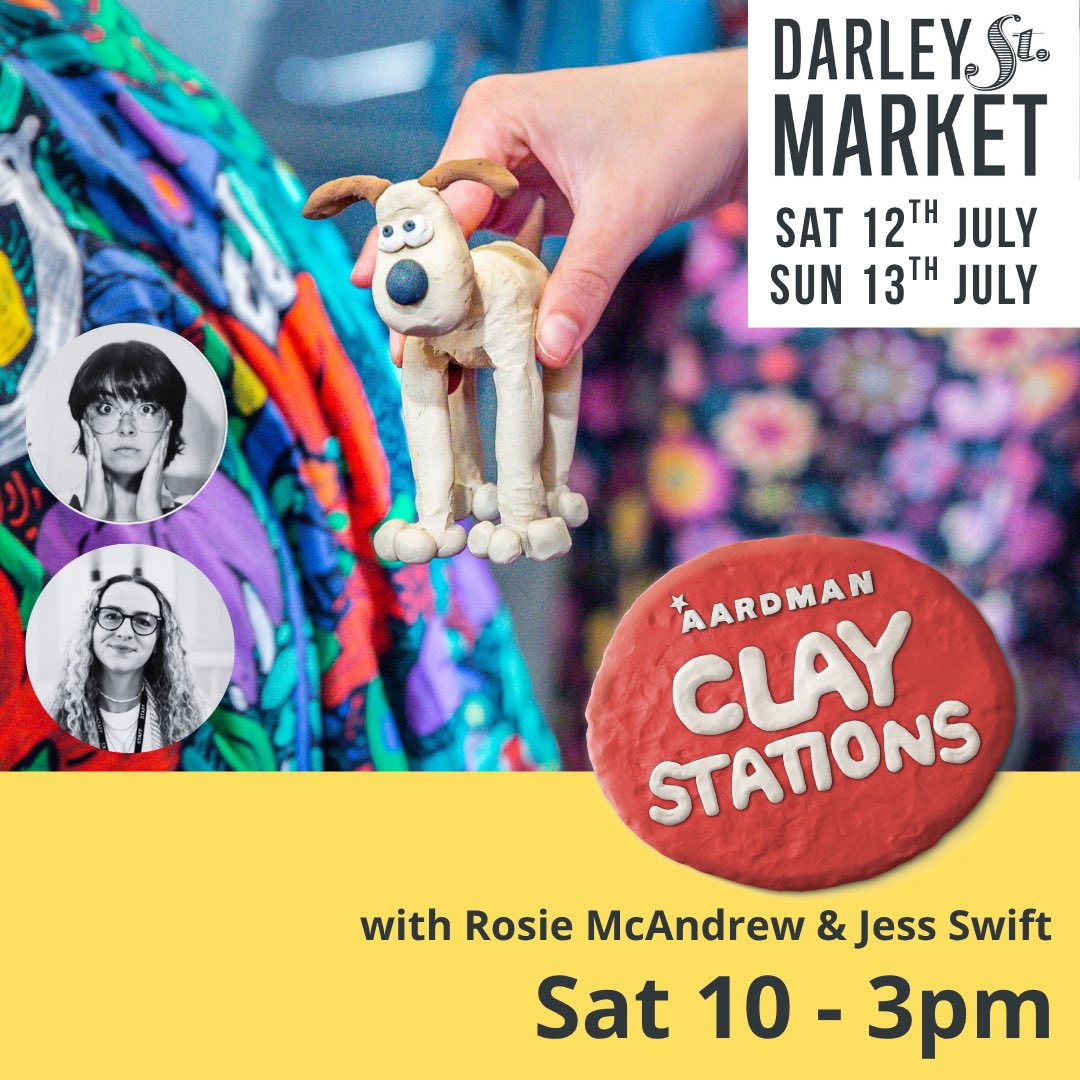 Join us for a hands on Sat 12th July’s model making session. You’ll be able to get creative with clay and make one of the Wallace and Gromit characters to take home with you. 

The session will be run by our model makers Rosie and Jess, who will help you bring your models to life