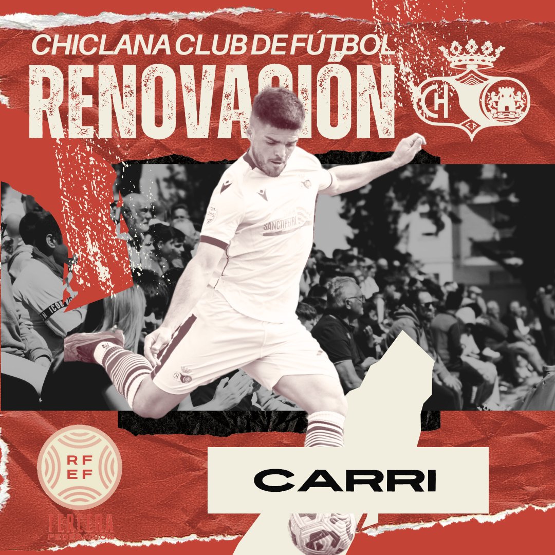 🫱🏻‍🫲🏼#renovacion

<a href="/JMCarri10/">C A R R I</a> renueva con el <a href="/Chiclana_CF/">Chiclana C.F.</a> para continuar siendo una pieza clave de nuestro proyecto.

⚽️ Fichaje determinante la temporada pasada gracias a su aportación goleadora. Demostró ser un futbolista diferencial. 

💬 Gracias, Carri, por apostar por este club.
