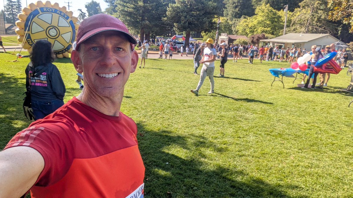 The Red Menace had laid low for nearly a year before returning this morning to the Firecracker 5K race!  21:16 time, a 6:51/mile, his 2nd best effort ever!
The only disappointment was that the classic pancake breakfast has now been converted into breakfast burrito distribution.