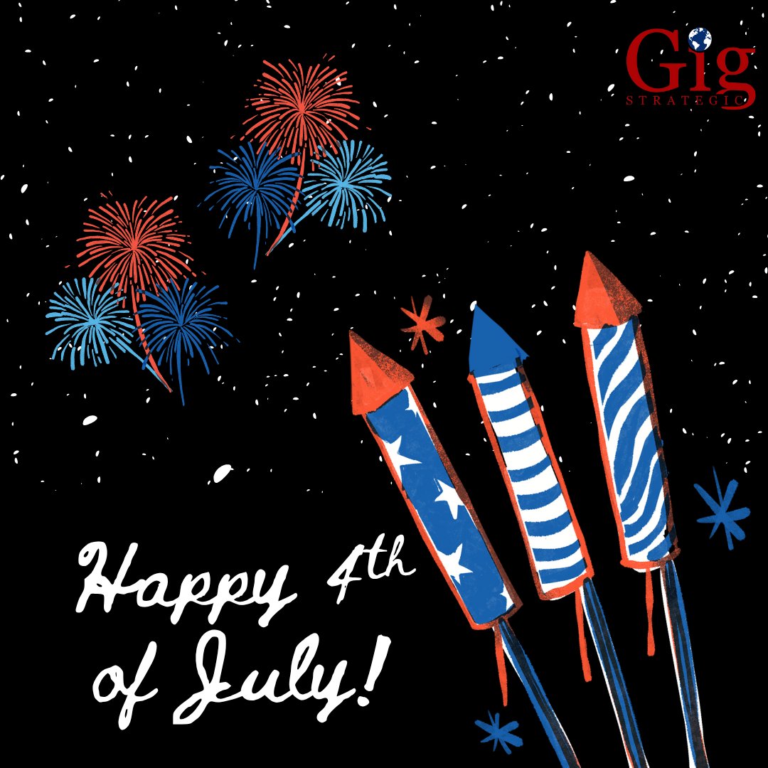 GigStrategic's tweet photo. Today we celebrate the spirit of independence, unity, and the freedom to dream big.
From all of us at Gig Strategic, Happy 4th of July!
Wishing you a day full of fun, celebration, and fireworks.
.
.
.
#GigStrategic #4thofJuly #IndependenceDay https://t.co/F83964Mp4i