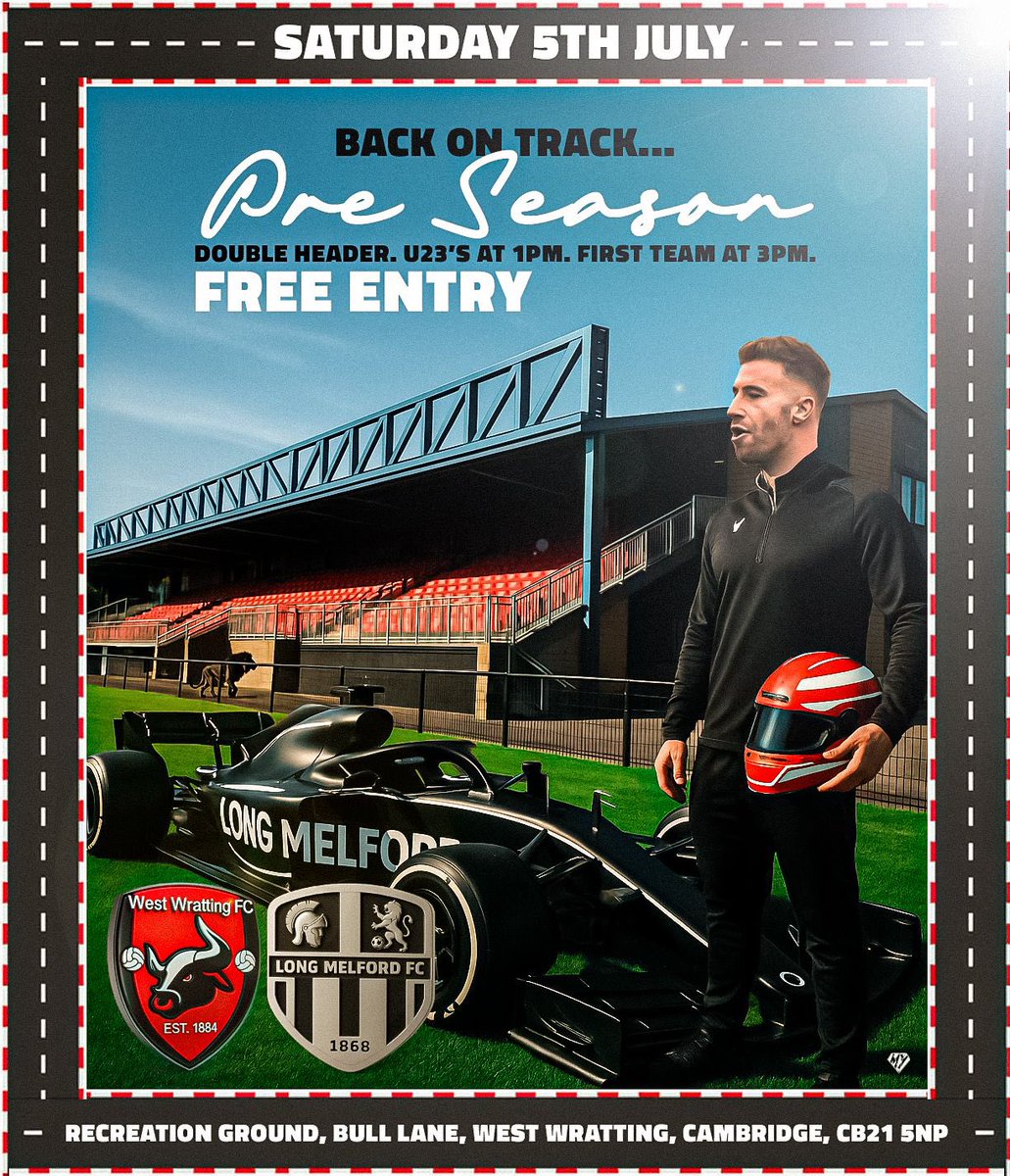 PRE SEASON GAME # 1️⃣! 🖤🤍⚽️

Tomorrow, both our U23’s and First Team have a double header away to <a href="/WestWrattingFC/">West Wratting FC</a>. U23’s kick off at 1pm, and First Team gear up for a 3pm kick off! ⚽️⚽️

Come and cheer on the Melford, as we kick off our pre season campaign! 🖤🤍