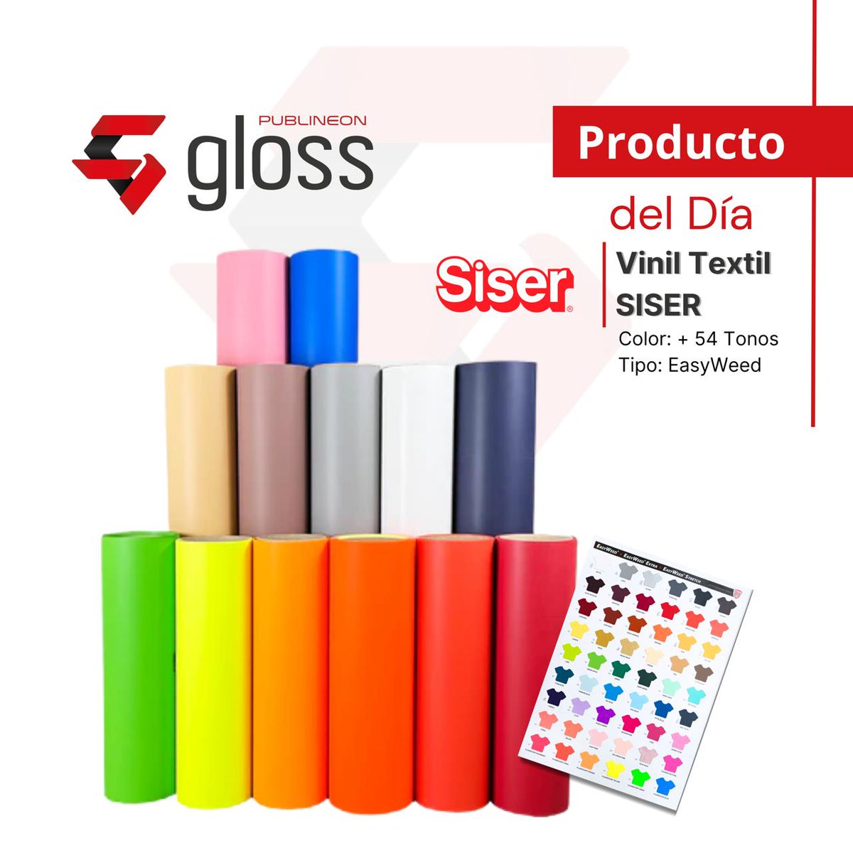 ambacril's tweet image. VINIL TEXTIL SISER
En Gloss puedes encontrar los materiales que harán brillar✨tu creatividad.
Cientos de colores y acabados especiales🌈
Con vinilos Siser, hay un mundo de posibilidades en cada rollo!! 🤩
❤🖤 Gloss Publineon
#textil #sublimación #estampados #siser #viniltextil