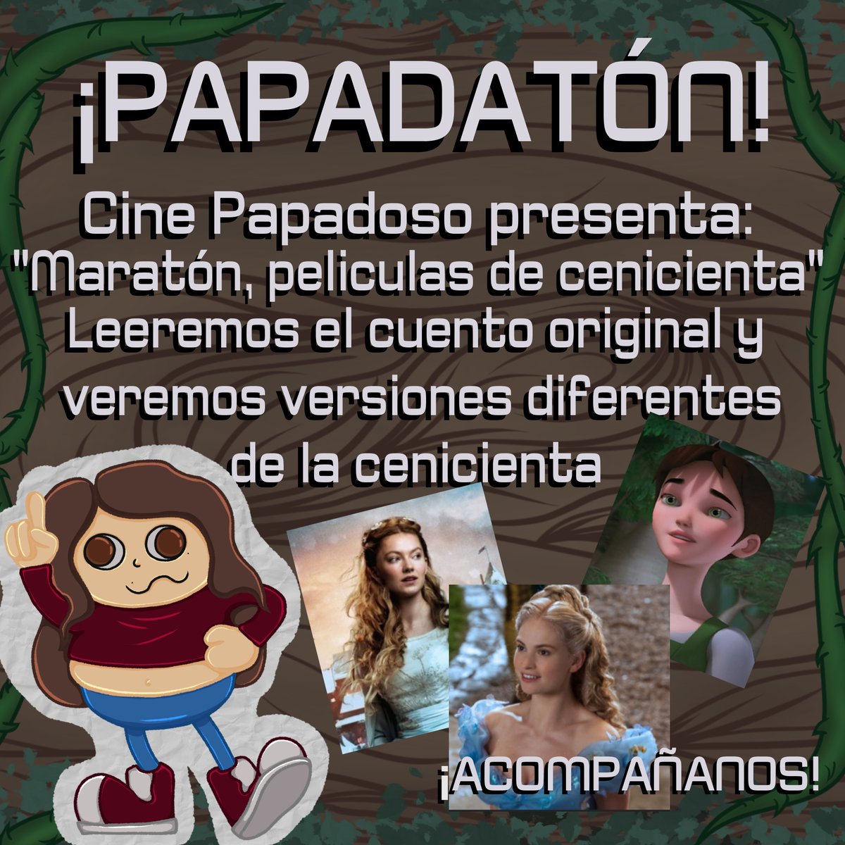 MAÑANA SABADO, GRAN PAPADATÓN jsjsjsjs Venganse a chismear y criticar varia peli de la Ceni ewe comenzamos a las 12 del medio día para leer el cuento y luego las pelis, los quiero mis papadosos~