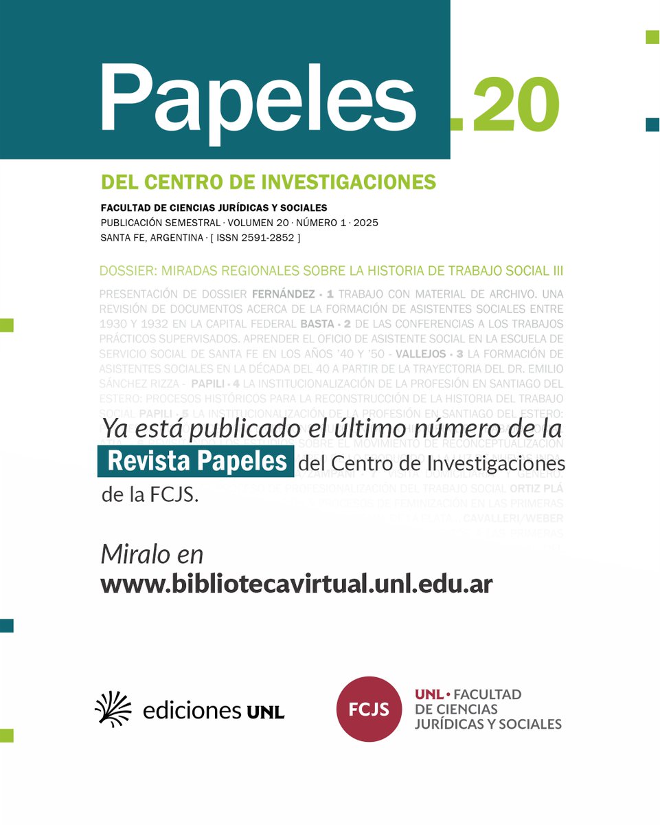 📰 Revista Papeles: nuevo número publicado

👩🏻‍💻👨🏻‍💻 El Volumen 20 N° 1 ya se encuentra disponible en la Biblioteca Virtual de la UNL, en la sección de publicaciones periódicas.

ℹ️ bibliotecavirtual.unl.edu.ar